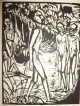 Erich Heckel - Erich Heckel: Männer am Strand, 1919, Original-Holzschnitt verkocht voor € 200!
