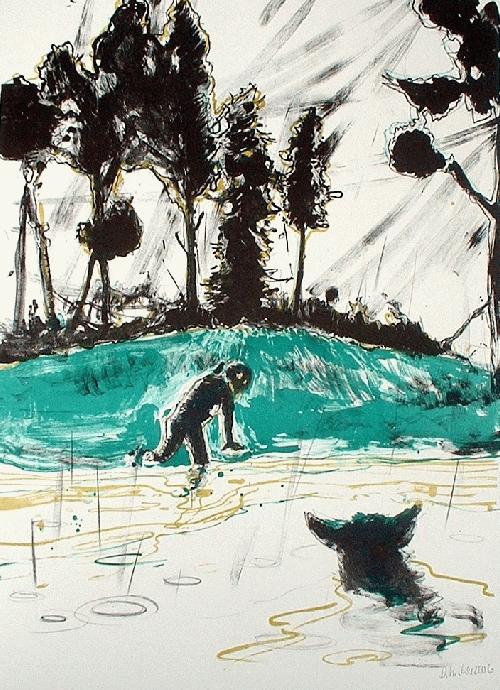 Daniel Richter - Farblithografie - handsigniert - Großformat verkocht voor € 300!