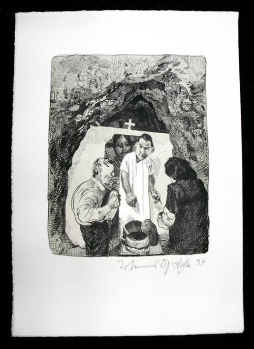 Johannes Grützke - Farblithographie, 1997. verkocht voor € 80!