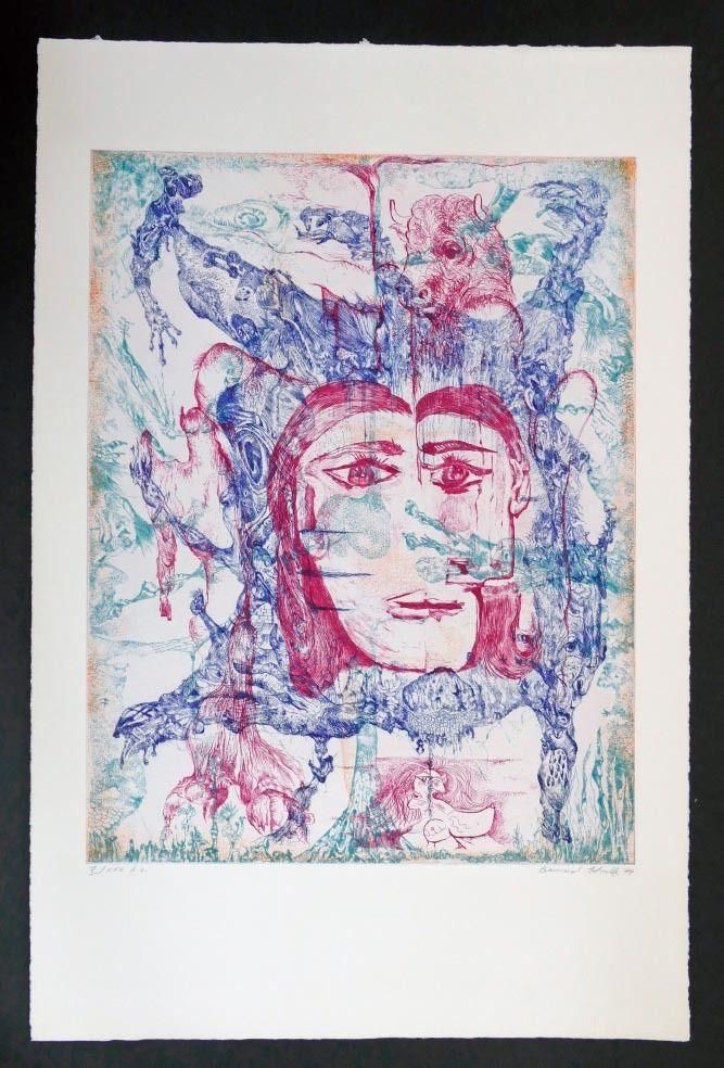 Bernhard Schultze - Farbradierun von 1974 aus dem Zyklus Hommage à Picasso verkocht voor € 130!