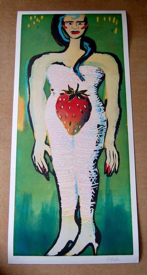 Elvira Bach - Farbradierung - 2002 - Erdbeerdiva - sign./EA.-Exemplar verkocht voor € 380!