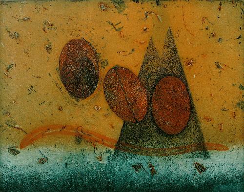 Rainer Pöhlitz - Farbradierung,1987, Ohne Titel verkocht voor € 80!