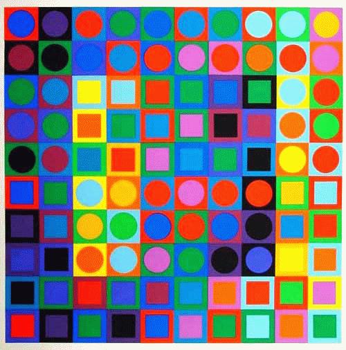 Victor Vasarely - Farbsiebdruck aus der Auflage "Look-at" verkocht voor € 35!