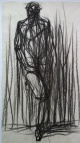 Max Uhlig - 'Figurenstudie' aus 1985. Kohle auf Papier, handsigniert verkocht voor € 850!