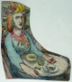 Ludwig Meidner - Frau am Tisch - Fragment einer Café-Szene verkocht voor € 900!