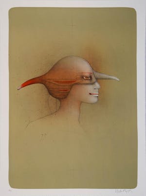 Paul Wunderlich - Frau mit Haube. kopen? Bied vanaf 250!