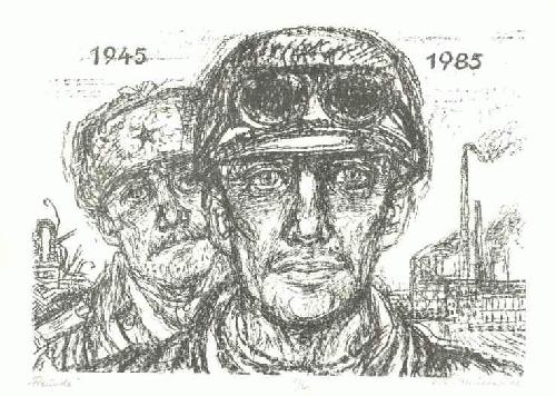 Karl Erich Müller - - FREUNDE - OriginalLithographie d. Käthe-KOLLWITZ-Preisträgers aus HALLE -1984 signiert & tituliert verkocht voor € 45!