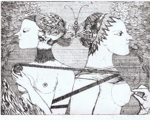 Anne Häupl - Freundinnen, Radierung von 1973 kopen? Bied vanaf 98!