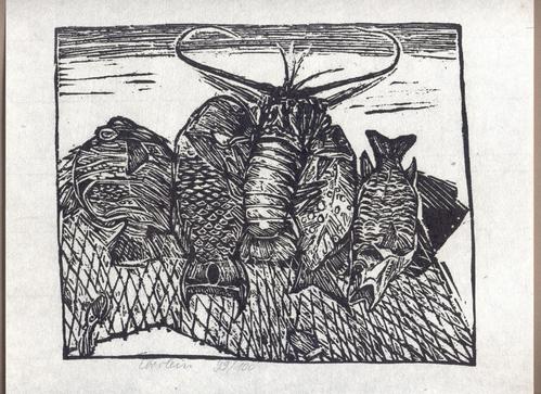 Klaus Eberlein - Frutti del Mare - Holzschnitt - 1971 kopen? Bied vanaf 45!