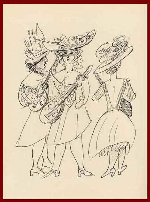 Max Beckmann - GÄRTNERINNEN: EUREN BEIFAll zu GEWINNEN, SCHMÜCKTEN WIR UNS DIESE NACHT - OriginalHolzstich - 1957 verkocht voor € 54!