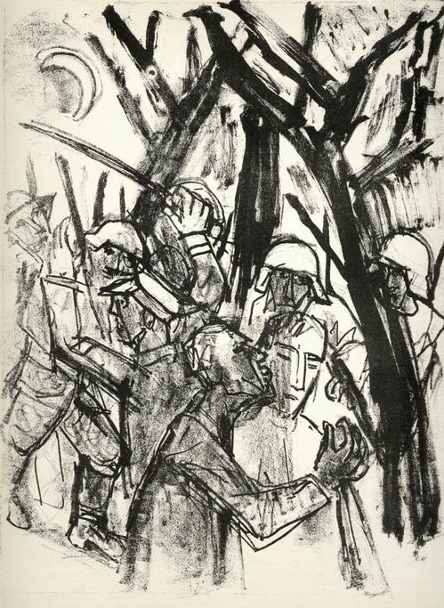 Otto Dix - GEFANGENNAHME - OriginalLithographie (Handabzug) d.ENTARTETEN DADAisten der DRESDENer SEZESSION verkocht voor € 53!