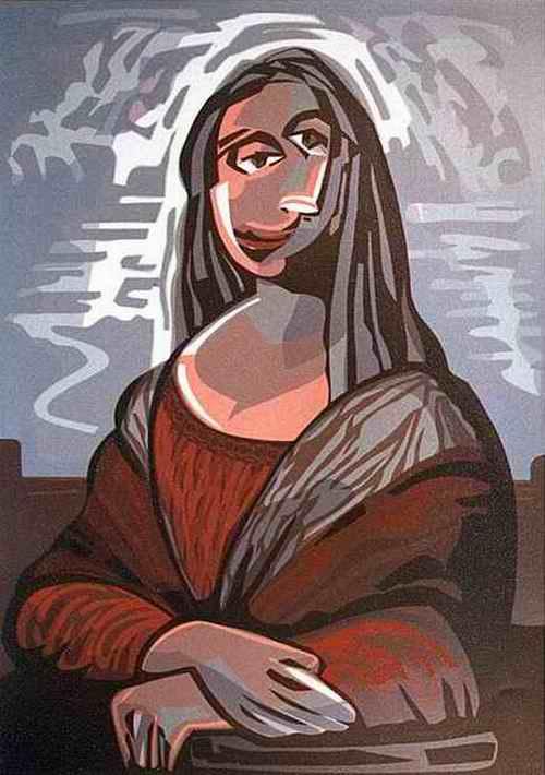Martin Schwarz - GROTESKE PICASSO MONA LISA 1998 Handsignierter Originalsiebdruck des Pixelgenius aus BARTENSTEIN verkocht voor € 53!