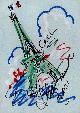 Charles Fazzino - handsignierte farbige Zeichnung - Paris - 21,0 x 30,0 cm verkocht voor € 250!