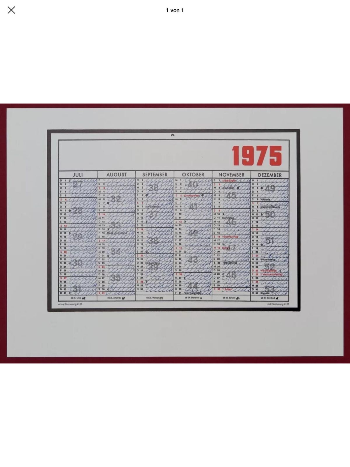 Hanne Darboven - Hanne Darboven:Kalenderblatt 1975 verkocht voor € 55!