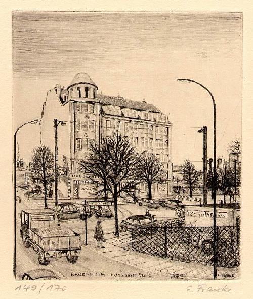 Eberhard Franke - Haus Huth, Potsdamerstr.5, Original-Radierung 1979, signiert, num. verkocht voor € 55!