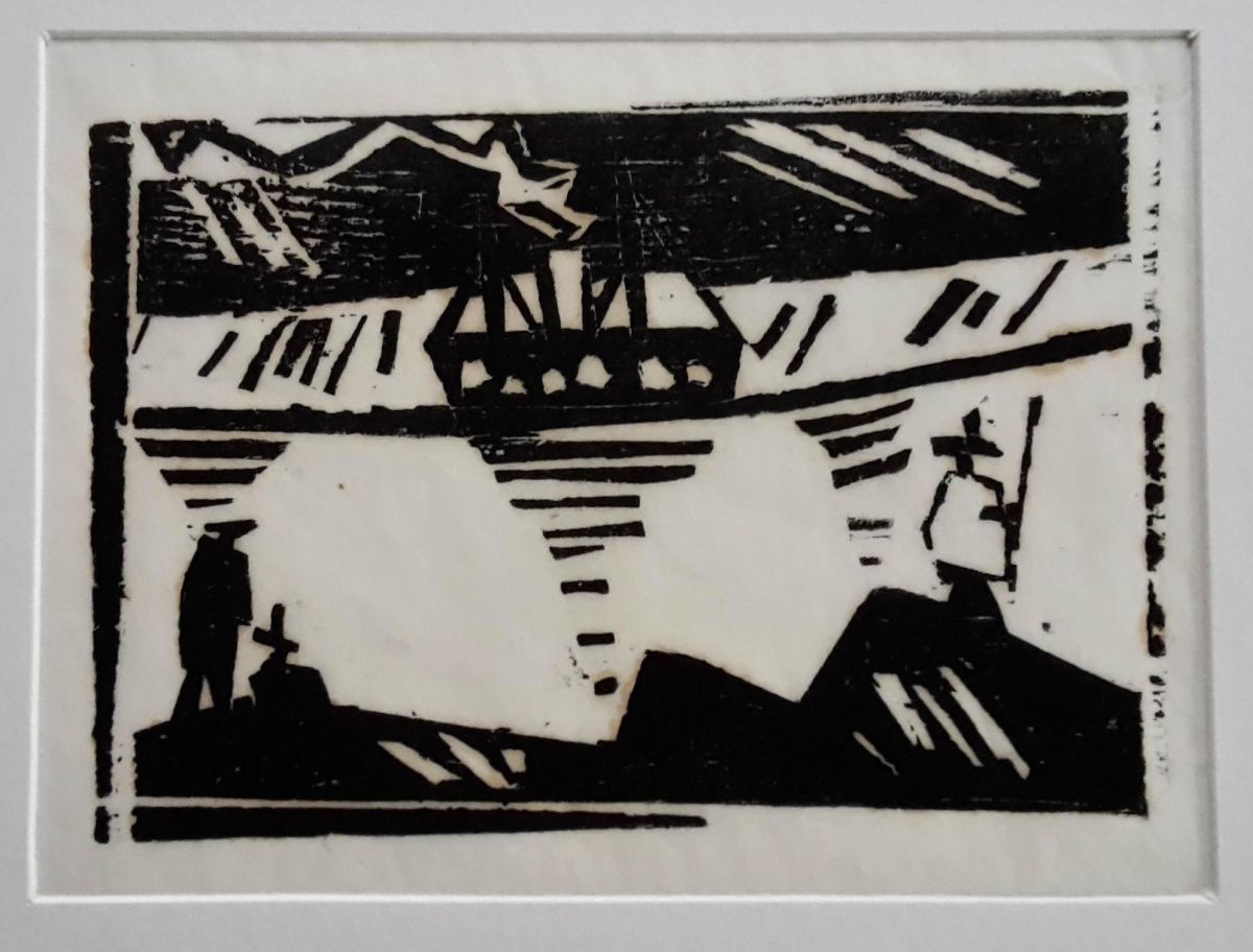 Lyonel Feininger - Holzschnitt, Angler und Dampfer, 1920/1988 verkocht voor € 80!