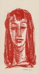 Werner Klemke - HOLZSTICH junge dame in rot SIGNIERT verkocht voor € 50!