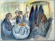 Friedrich Feigl - : Im Café, Aquarell, handsigniert verkocht voor € 650!