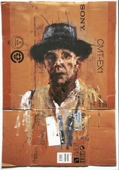 Oliver Jordan - Joseph Beuys Porträt, Siebdruck auf Karton, handsigniert und nummeriert verkocht voor € 195!