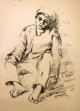 Hermann Struck - JUDAICA Kauernder Knabe original H.Struck 1918 ! verkocht voor € 35!