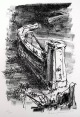 Hans Fronius - Kafka, Beim Bau der chinesischen Mauer.Orig.Lithographie von 1983, sign.u.dat. u.num. verkocht voor € 150!
