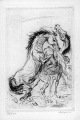 Walther Klemm - Kämpfende Pferde, Radierung 1919, handsigniert, Blatt 49/60 verkocht voor € 49!