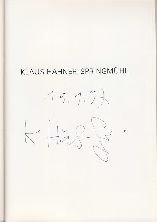 Klaus Hähner-Springmühl - Katalog, Werke 1992, vom Künstler handsigniert und datiert, Rarität verkocht voor € 85!