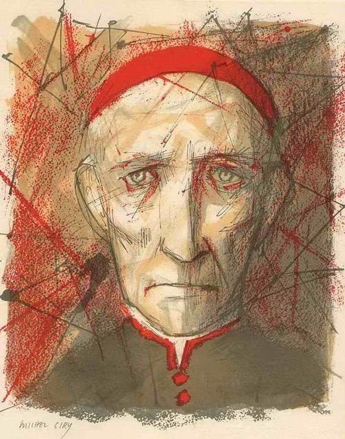 Michel Ciry - KIRCHENFÜRST József MINDSZENTY - Handsignierte OriginalFarbLithographie 1962 verkocht voor € 66!