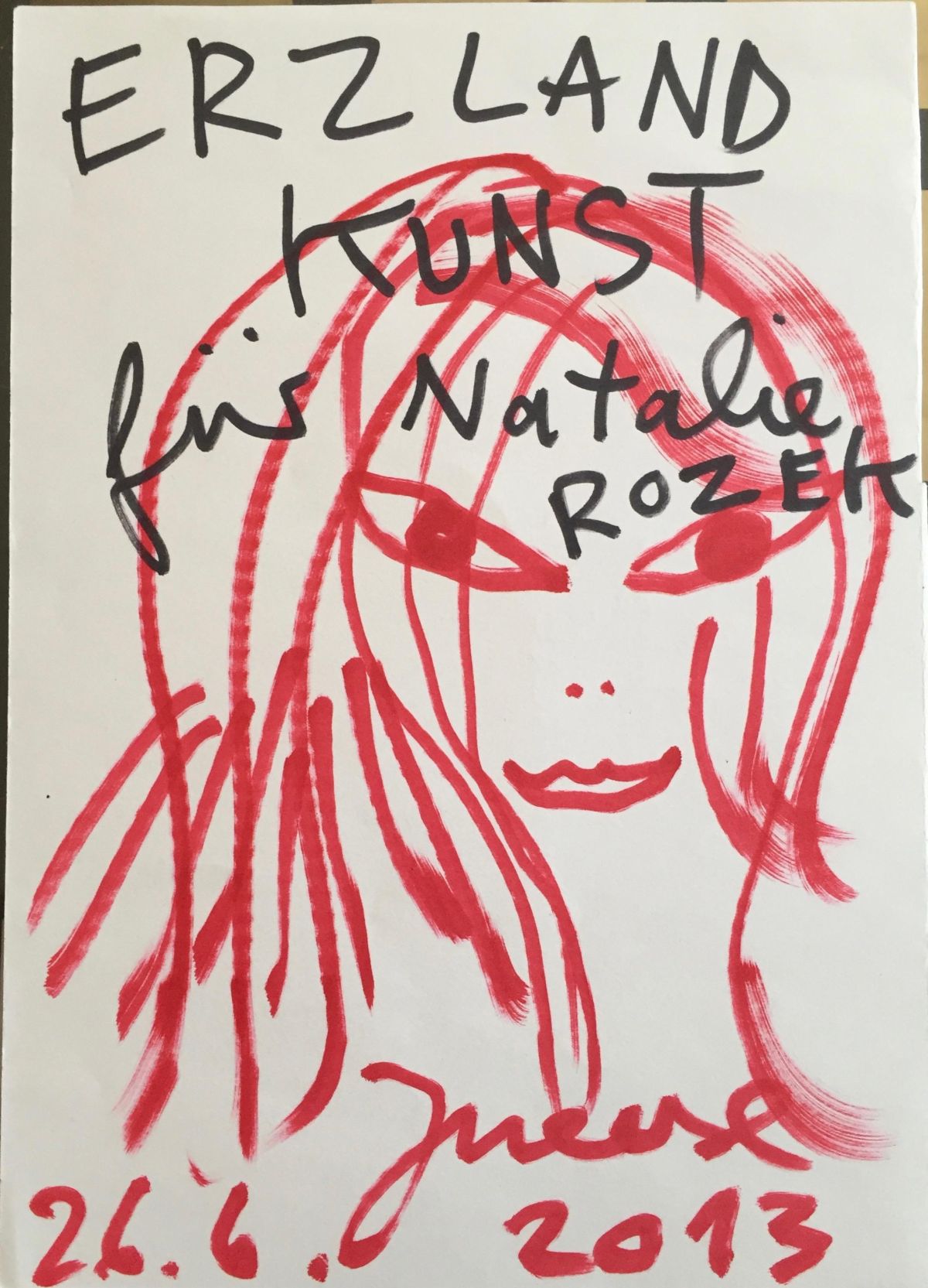 Jonathan Meese - Kleine, feine Zeichnung auf unregelmäßig beschnittenem Papier, ca. 15 x 21 cm verkocht voor € 350!