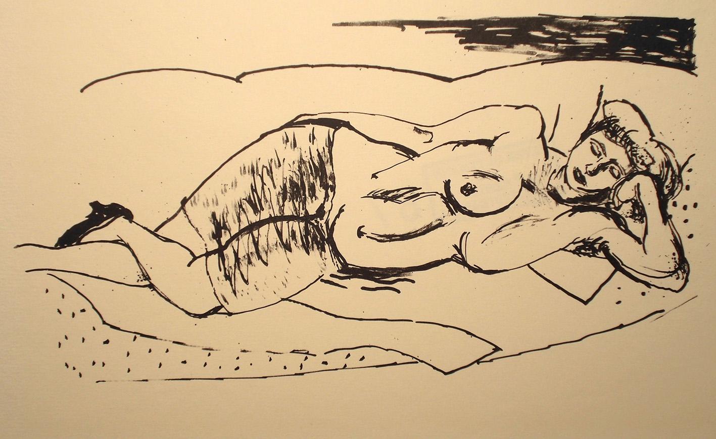 Roland Nicolaus - (Kleine Liegende), Lithografie 1987 kopen? Bied vanaf 36!