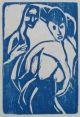 Christan Rohlfs - Kleines Paar blauer Holzschnitt 1915 verkocht voor € 48!