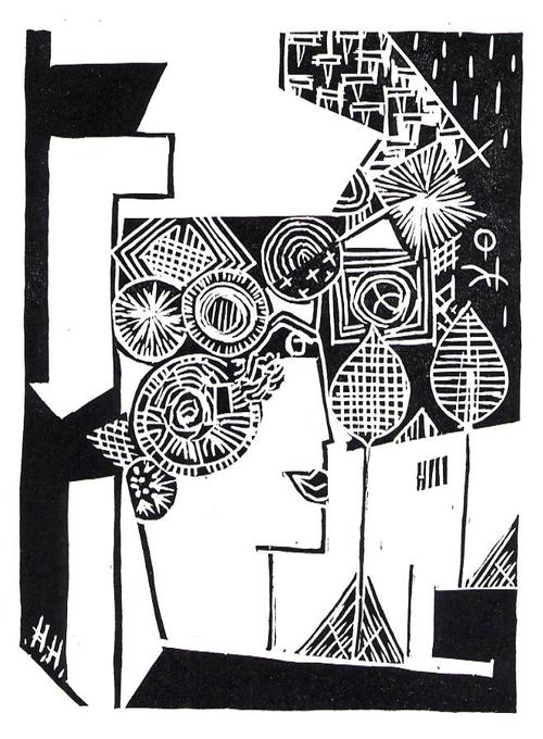 Hanna Höch - KLEOPATRA - 1970 - OriginalLinolschnitt der DADAistischen COLLAGISTIN & Orlik-Schülerin aus GOTHA verkocht voor € 52!