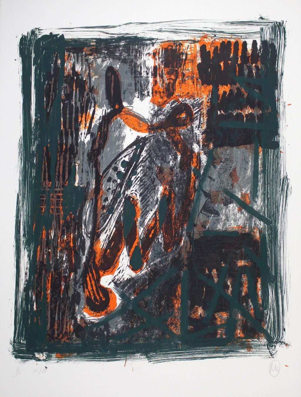 Marcus Lupertz - Komposition, Farblithografie Ex. 11/50, handsigniert, nummeriert-RAR- verkocht voor € 390!