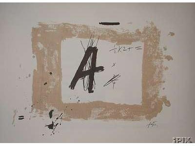 Antoni Tapies - Komposition Lettre A, im Stein signiert verkocht voor € 75!
