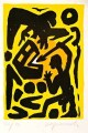A.R. Penck - "KRIEGER MIT SPEER" Original - Farbserigrafie 1995 verkocht voor € 600!