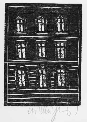 Kurt Muhlenhaupt - Kurt Mühlenhaupt, Original Holzschnitt, Mietshaus,signiert,1976 verkocht voor € 40!