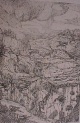 Paul Eliasberg - Landschaft mit Schluchten, Radierung 1977 verkocht voor € 120!