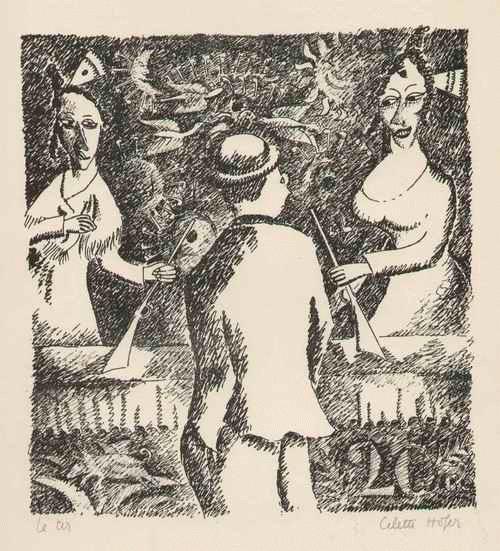 Cilette Ofaire - Le TIR - Die SCHIESSBUDE auf dem JAHRMARKT - handsignierte & titulierte Graphik d.großen ABENTEUERIN verkocht voor € 125!