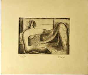Henry Moore - Liegende - Originale Radierung - Handsigniert verkocht voor € 540!