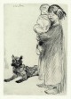 Theophile Alexandre Steinlen - Mädchen mit Kind.Orig.Radierung von 1915. verkocht voor € 65!