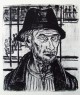 Erich Heckel - Mann mit Hut / Selbstportrait, Originallithographie 1952, handsigniert verkocht voor € 500!