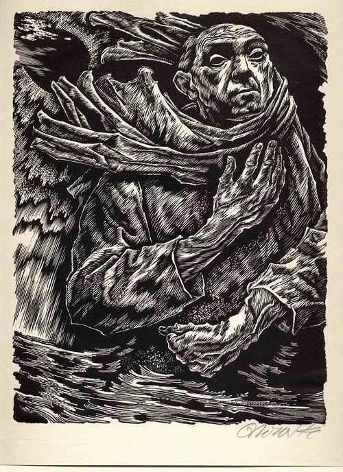 Hans Orlowski - Männerkopf - OriginalHolzschnitt - handsigniert 1947 verkocht voor € 65!