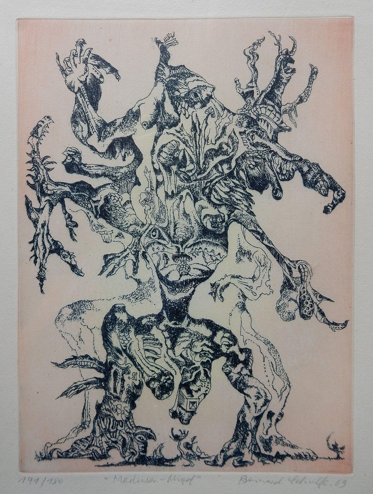 Bernhard Schultze - Medusen-Migof, Radierung handsigniert 1969 verkocht voor € 44!