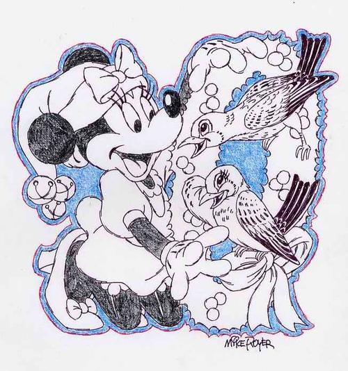 Mike Royer - MINI MOUSE - Handsignierte OriginalZeichnung des künstlerischen DISNEY-Mitarbeiters verkocht voor € 38!