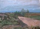 Georg Eisler - Mischtechnik "Landschaft mit sandigem Hügel und Feldern&quot; handsigniert verkocht voor € 110!