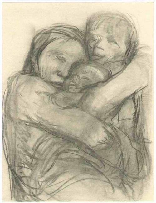 Kathe Kollwitz - MUTTER mit KINDERN - 1948 edierter OriginalLichdruck d.Graphischen Anstalt Ganymed Berlin (Unter PP) verkocht voor € 38!