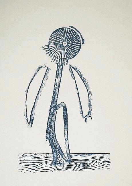 Max Ernst - « Nain en courte chemise » Original - Farblithografie in blau von 1973 verkocht voor € 99!