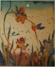 Jutta Votteler - Naschender Vogel, Farbradierung 2003 verkocht voor € 180!