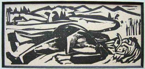 Ernst Ludwig Kirchner - NIEDERGANG - 1922 OriginalHolzschnitt des Expressionistischen BRÜCKE-GRÜNDERS aus ASCHAFFENBURG verkocht voor € 110!