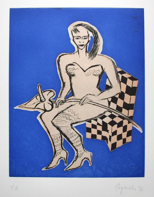 Elvira Bach - Ohne Titel, Aquatinta, 1996 verkocht voor € 160!